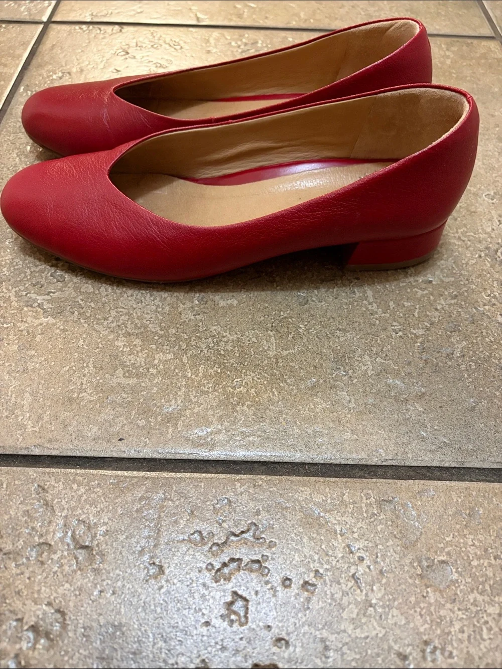 Briosso Red Leather Women's Ballet Flats